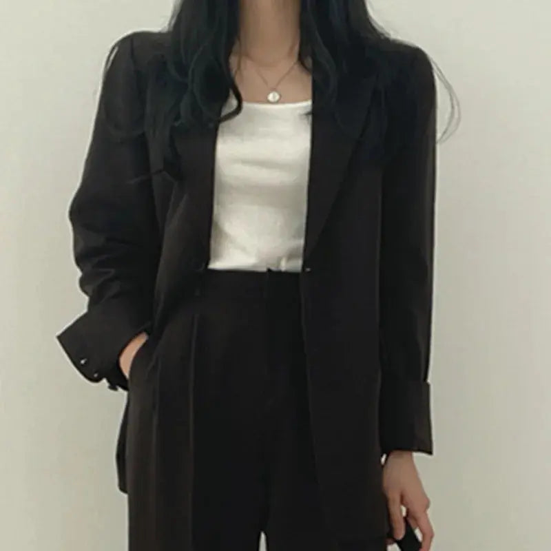 Damen Business Set - Einfarbig Blazer & Gerade Hosen
