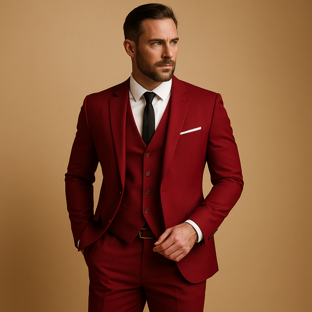 Herren Anzug Set 3-teilig Modern Schnitt
