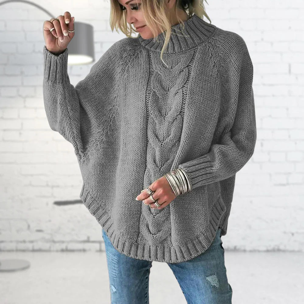 Damen Pullover Lang Großzügig Strick