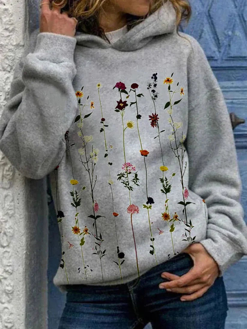 Elle&Vire - Hoodie Blumenmuster Damen - IdealeKleiden