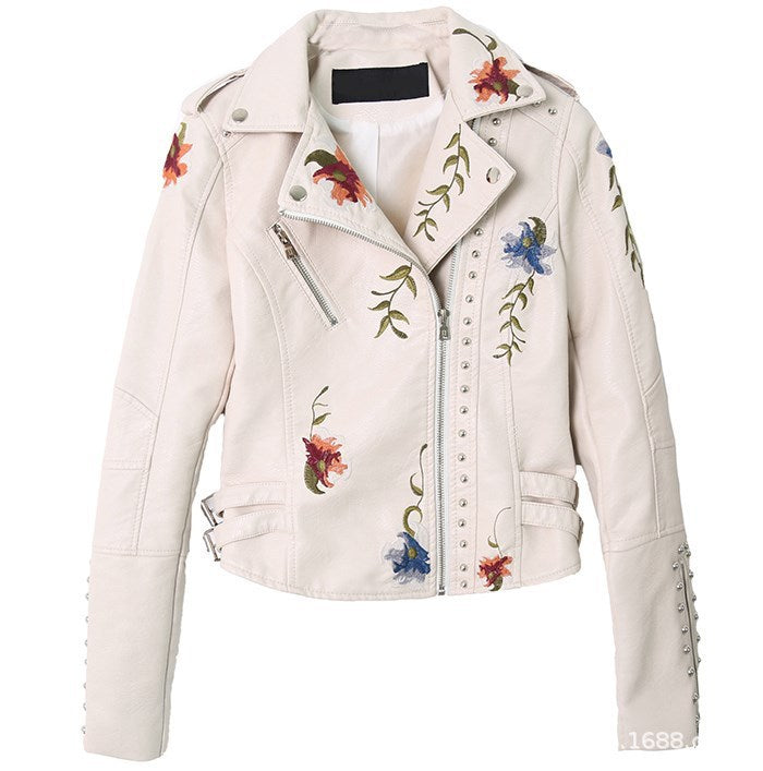 Vegan Lederjacke Elegant Bestickt