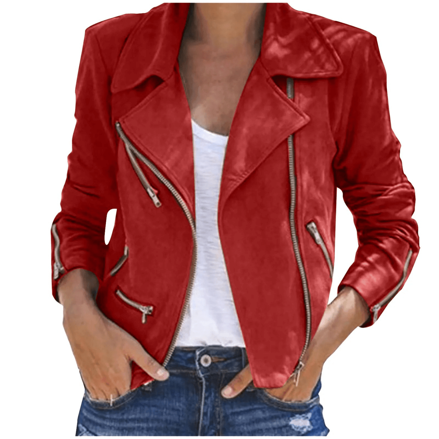Frauen Lederjacke Retro Stil Damen