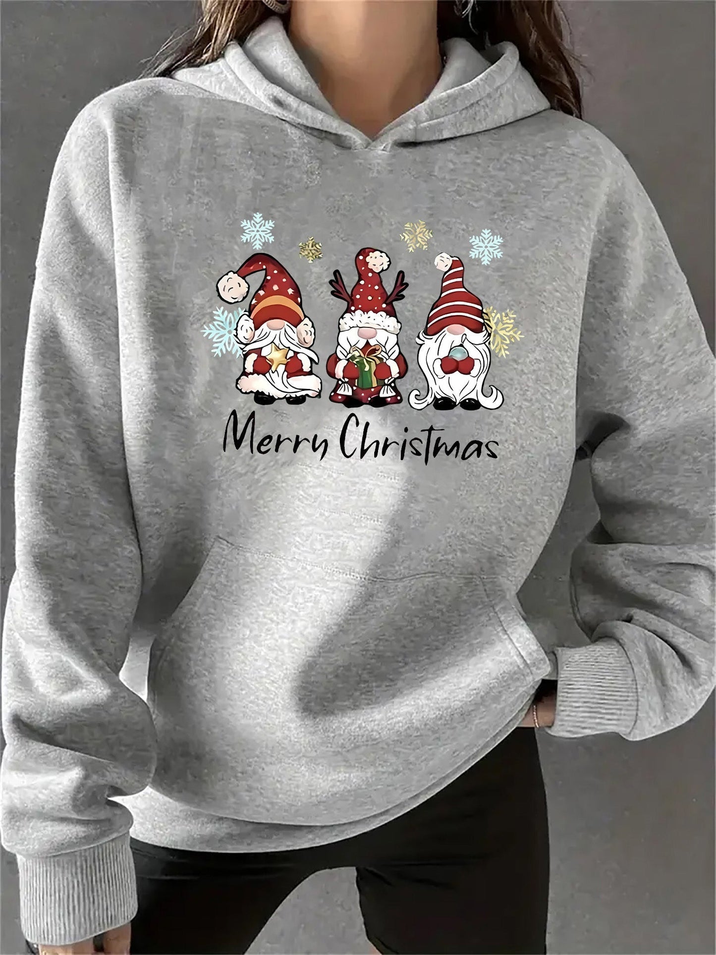 Weihnachtspullover Kapuze Baumwolle Festlich