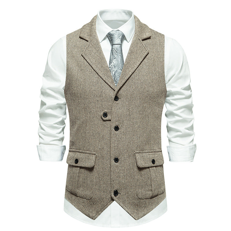 Herren Weste Vintage Fischgrat Muster