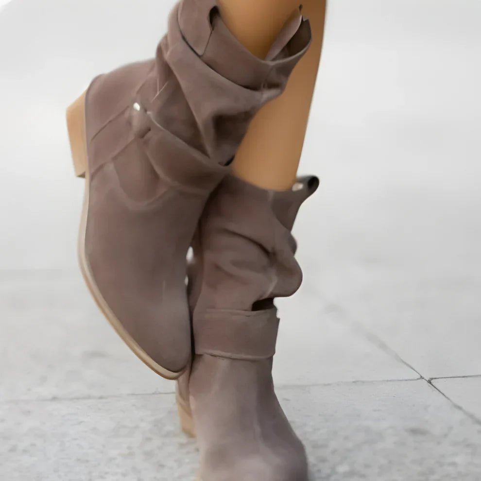 Leder Stiefel Damen Schmal Riemen Chic