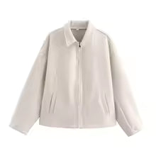 Klassische Wolljacke Lockere Passform Lässig