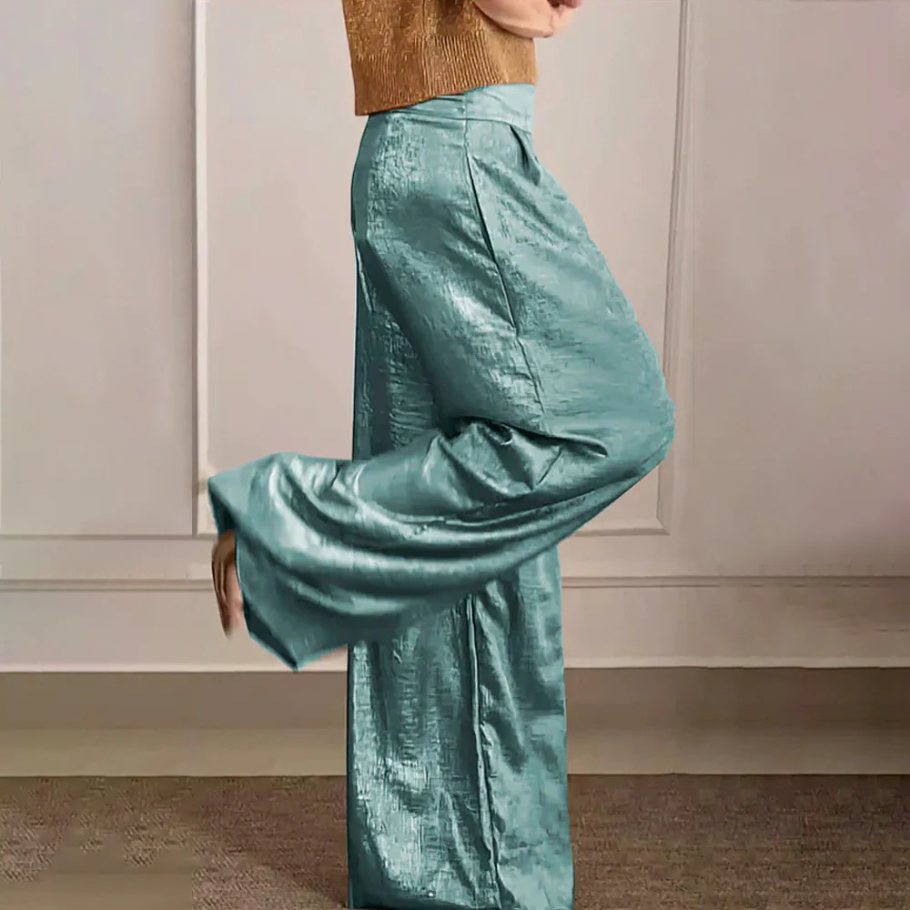 Elegante Maxikleid Hohe Taille Seidig Leicht