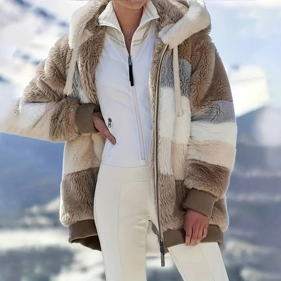 Weiche Fleecejacke Oversized Kapuze Reißverschluss