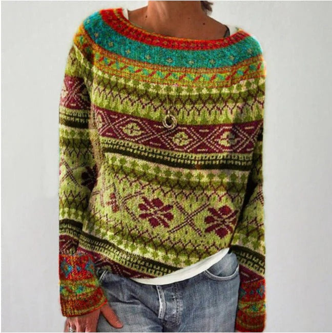Bequemer Wollpullover Relaxed Fit Geometrisch