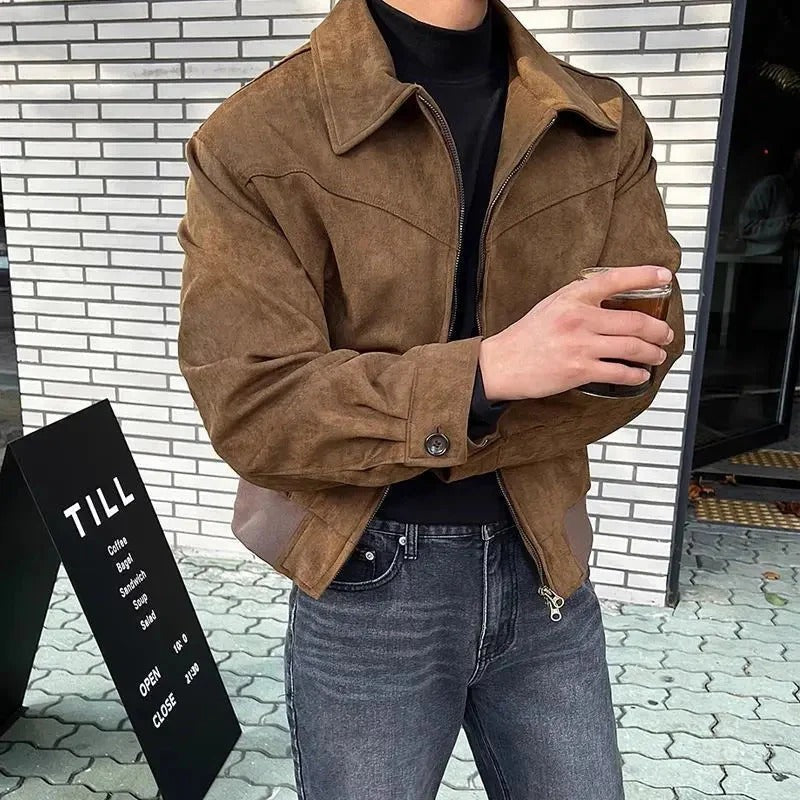Lederjacke Slim Fit Reißverschluss Trendy