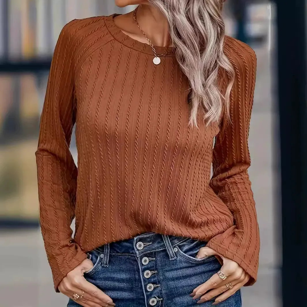Bequemes Langarm T-Shirt Rundhals Relaxed Fit