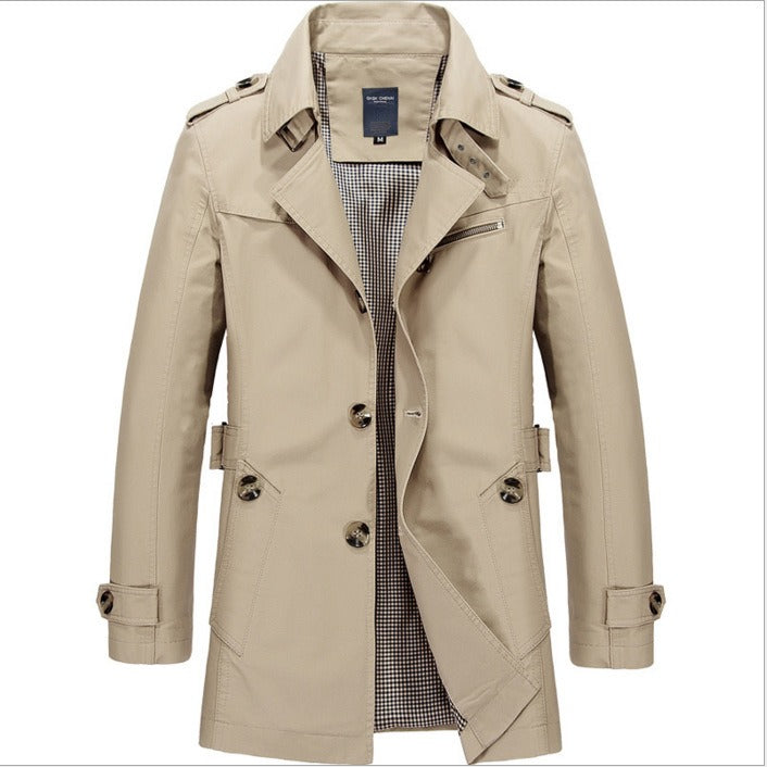 Herren Trenchcoat Wasserdicht Elegant