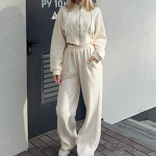 Bequemes Loungewear Set Kapuzenpullover Jogginghose Weich Baumwolle
