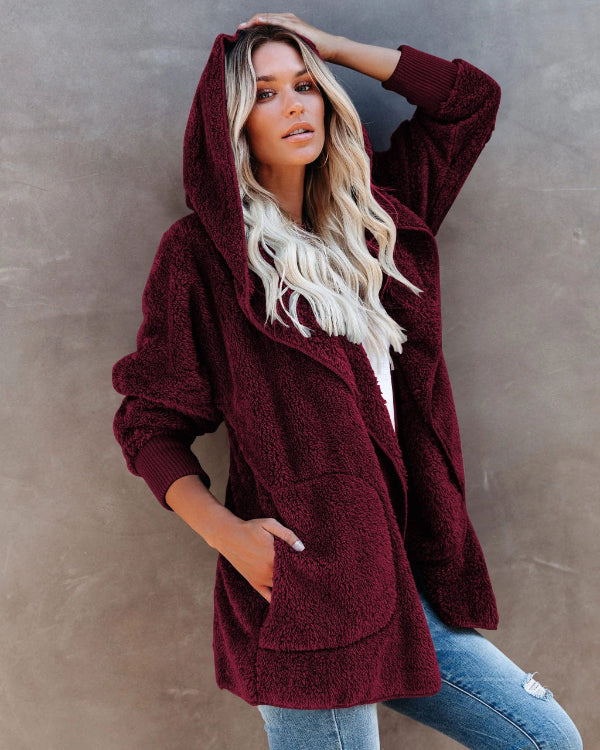 Bequeme Damen Teddyweste Mit Kapuze Große Größen