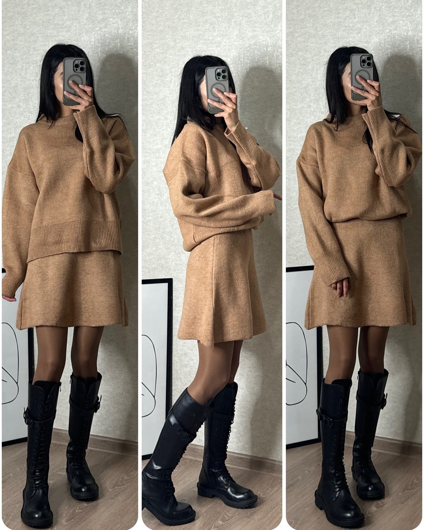 StrickOutfit Herbst Winter Modisch Elegant