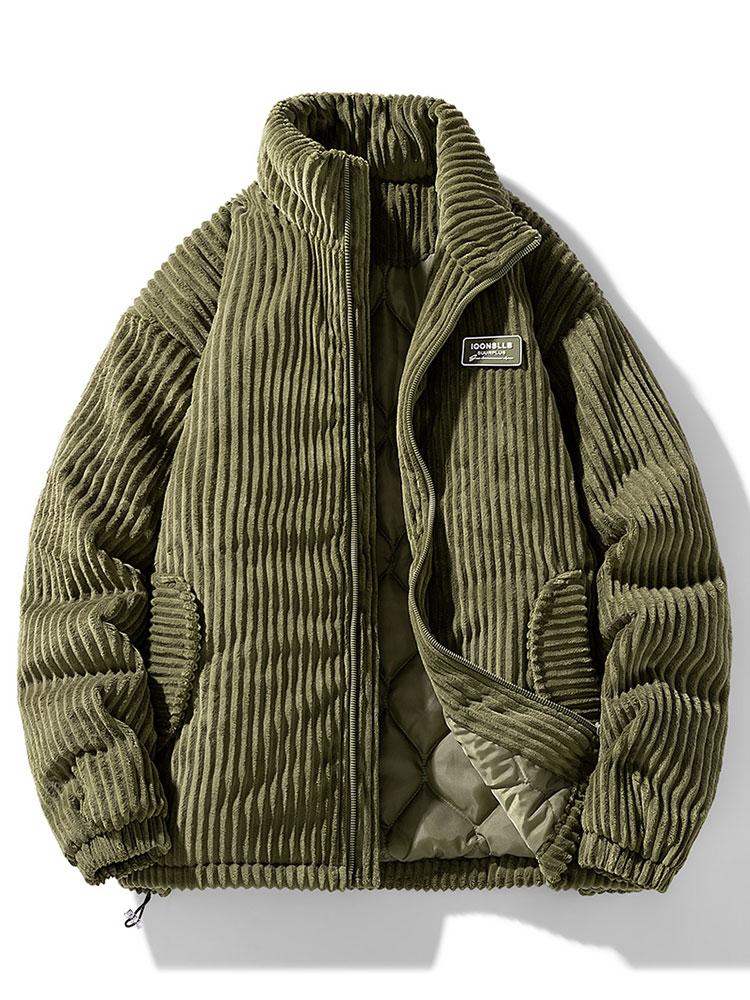 Herren Winterjacke Corduroy Steppjacke Warm
