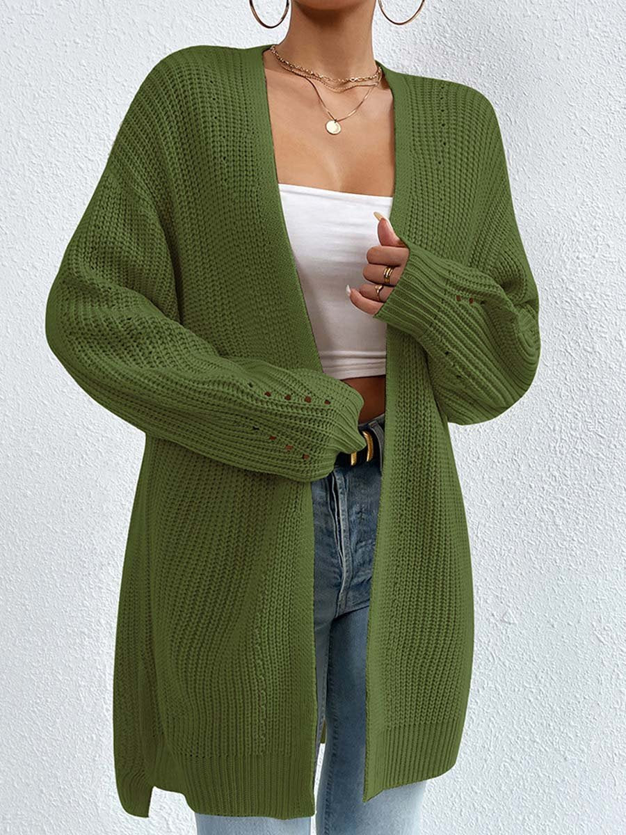 Kuschelige Cardigans | Lockere Mittellange Strickjacke V-Ausschnitt Bequem