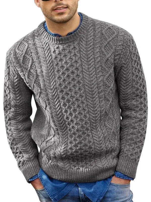 Stylische Herrenpullover Kabel Hals Design