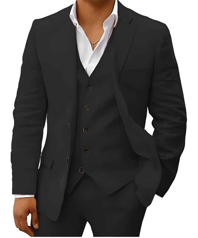 Hochzeitsanzug Leinen Elegant Schwarz