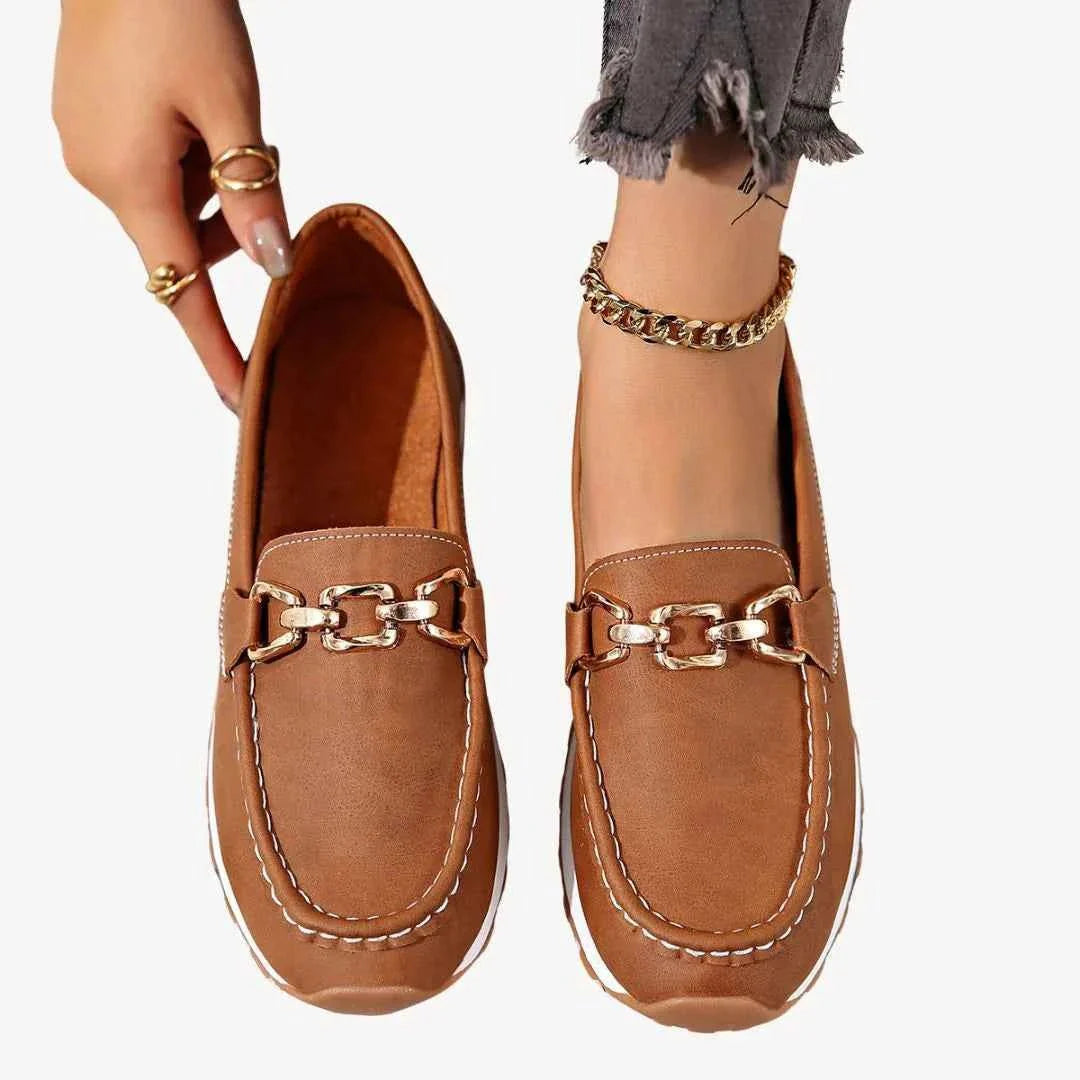 Damen Loafers mit Metallic Kette