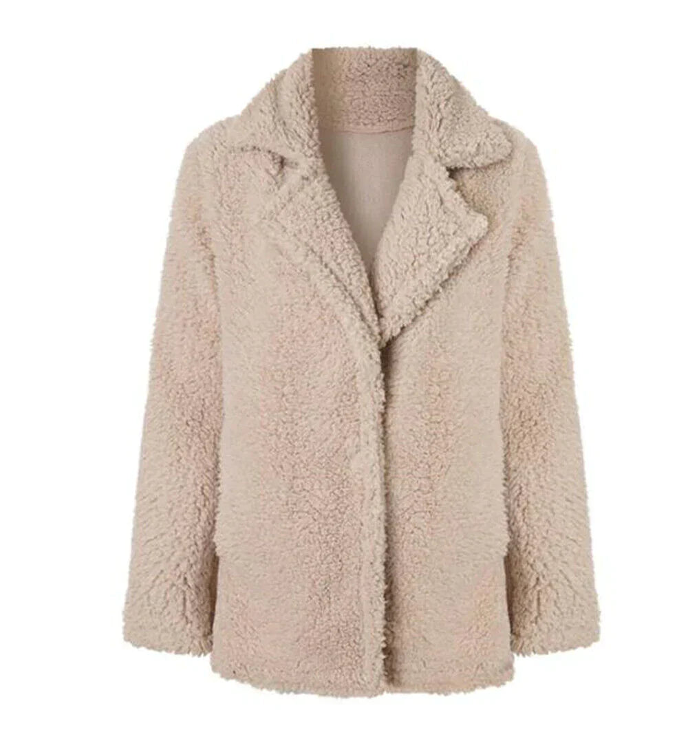 Damen Weich Teddy Winterjacke Warm