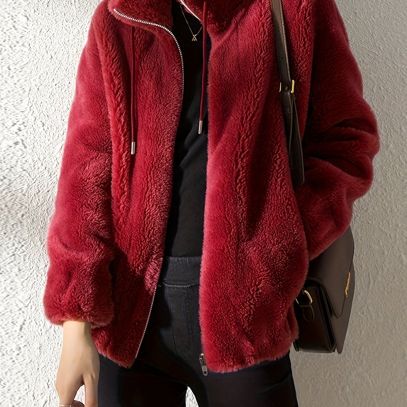 Lässige Teddyjacke Warm Bequem Reißverschluss