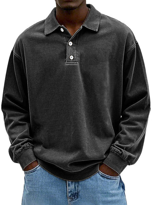 Herren Sweatshirt Bequem Langarm Poloshirt
