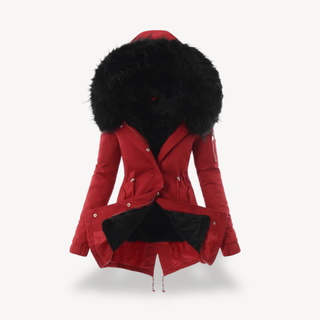 Warme Damenparka mit Pelzfühlung Winter