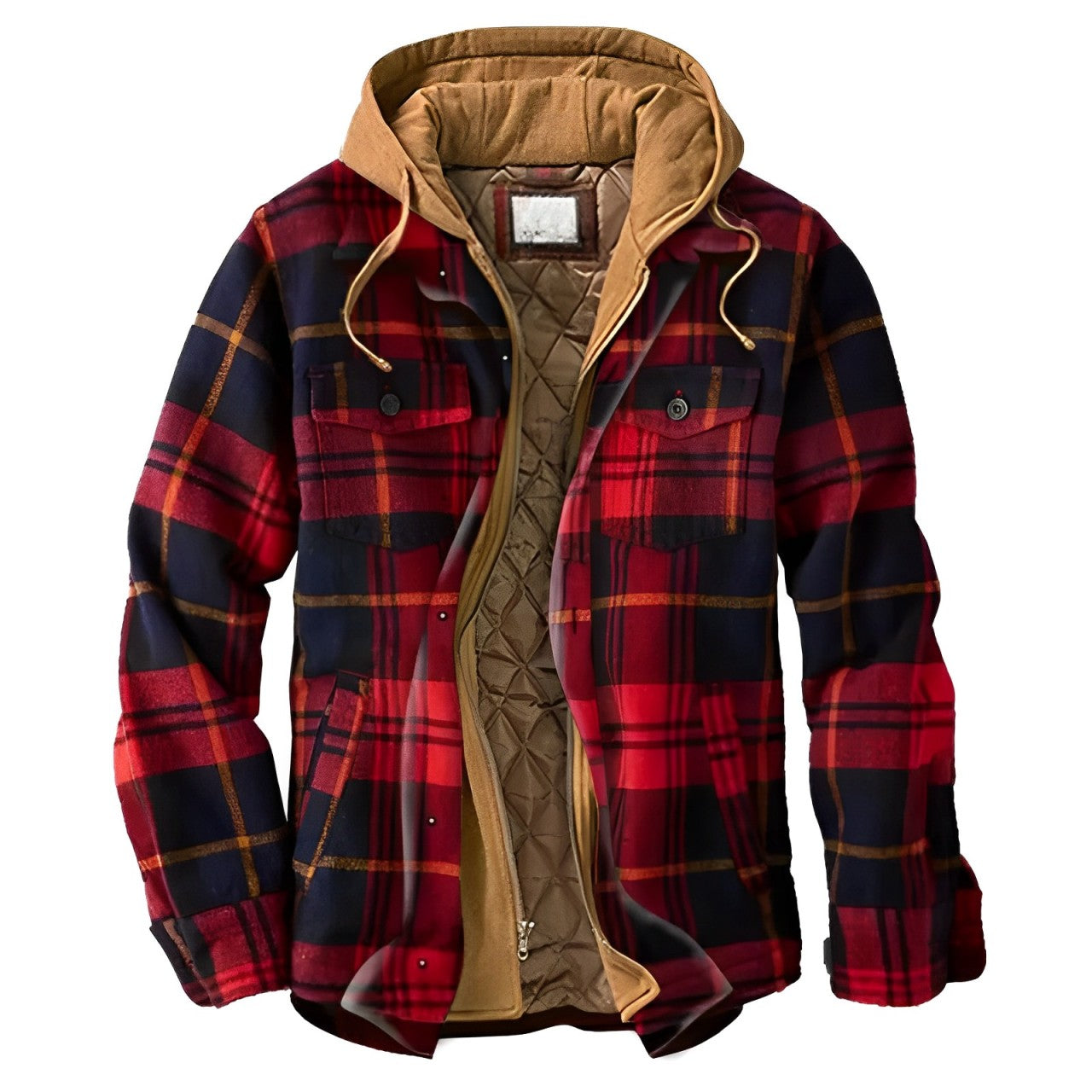 Herren Winterjacke Karo Kapuzenjacke Warm