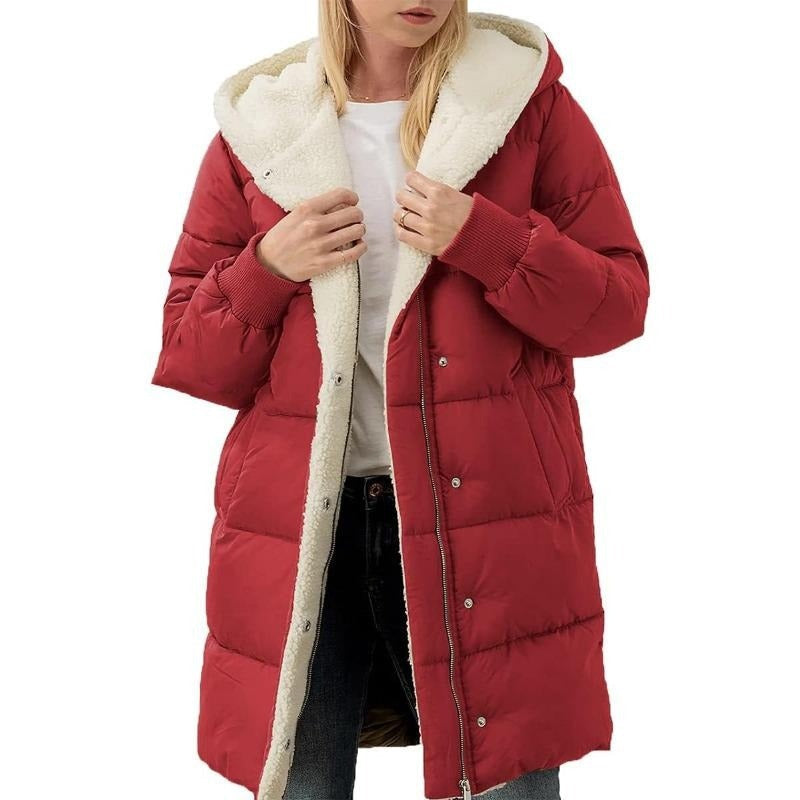 Wintermantel Damen Baumwolle Kapuze Warm