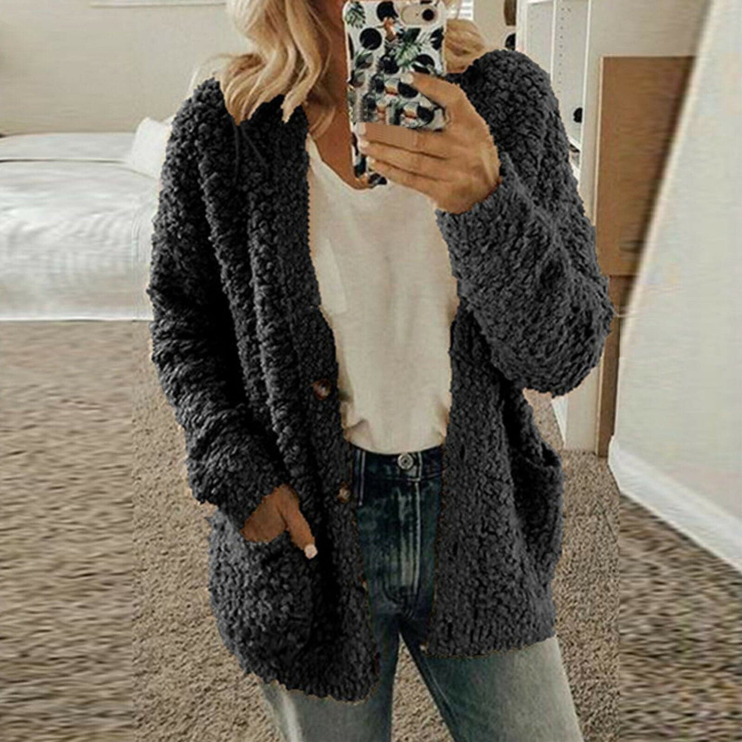 Weiche Strickcardigan Lässig Grobmasche Bequem