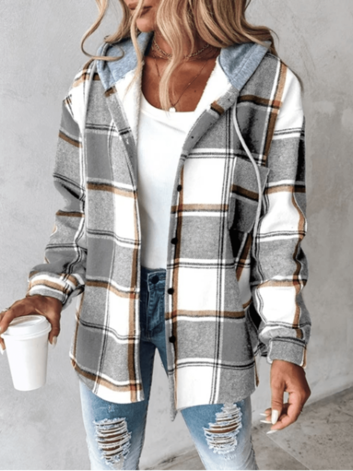 Kapuzen-Sweatshirt Lässig Flanell