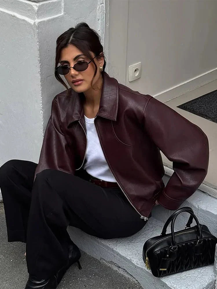 Lederjacke Rot Frauen