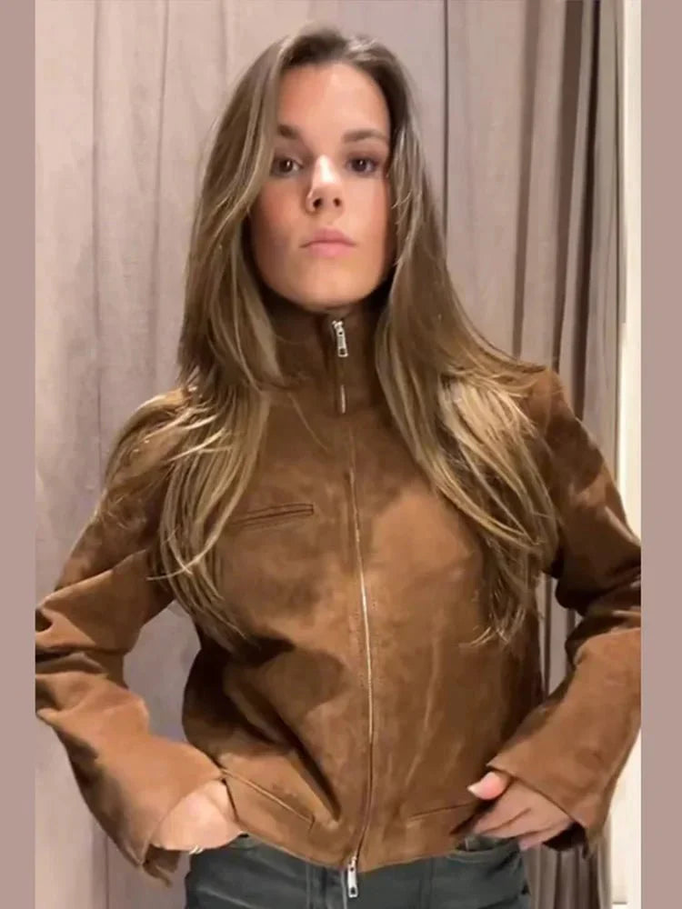 Lederjacke Damen Stehkragen Modern