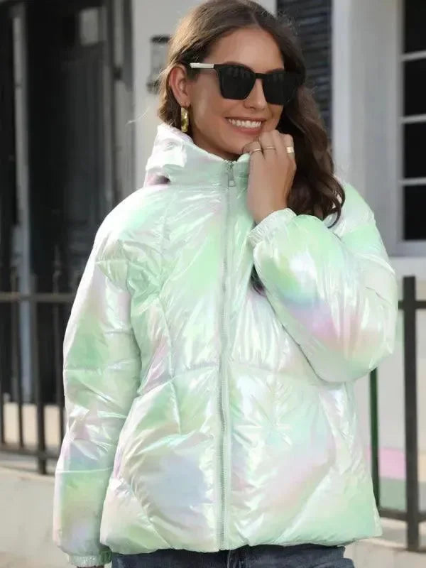 Stylische Damen-Parka mit Glanz-Kapuze