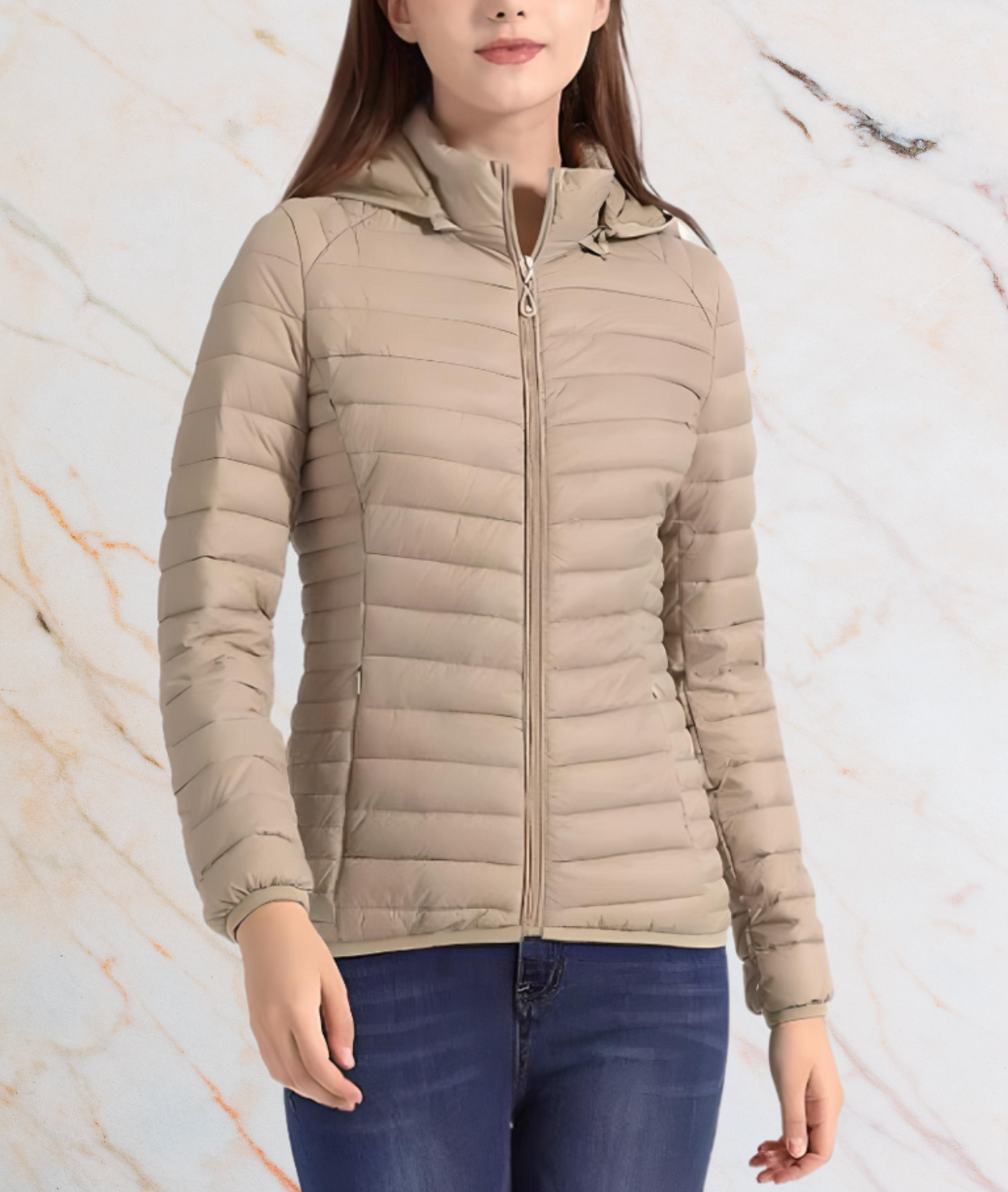 Slim Fit Steppjacke Damen Elegant Reißverschluss