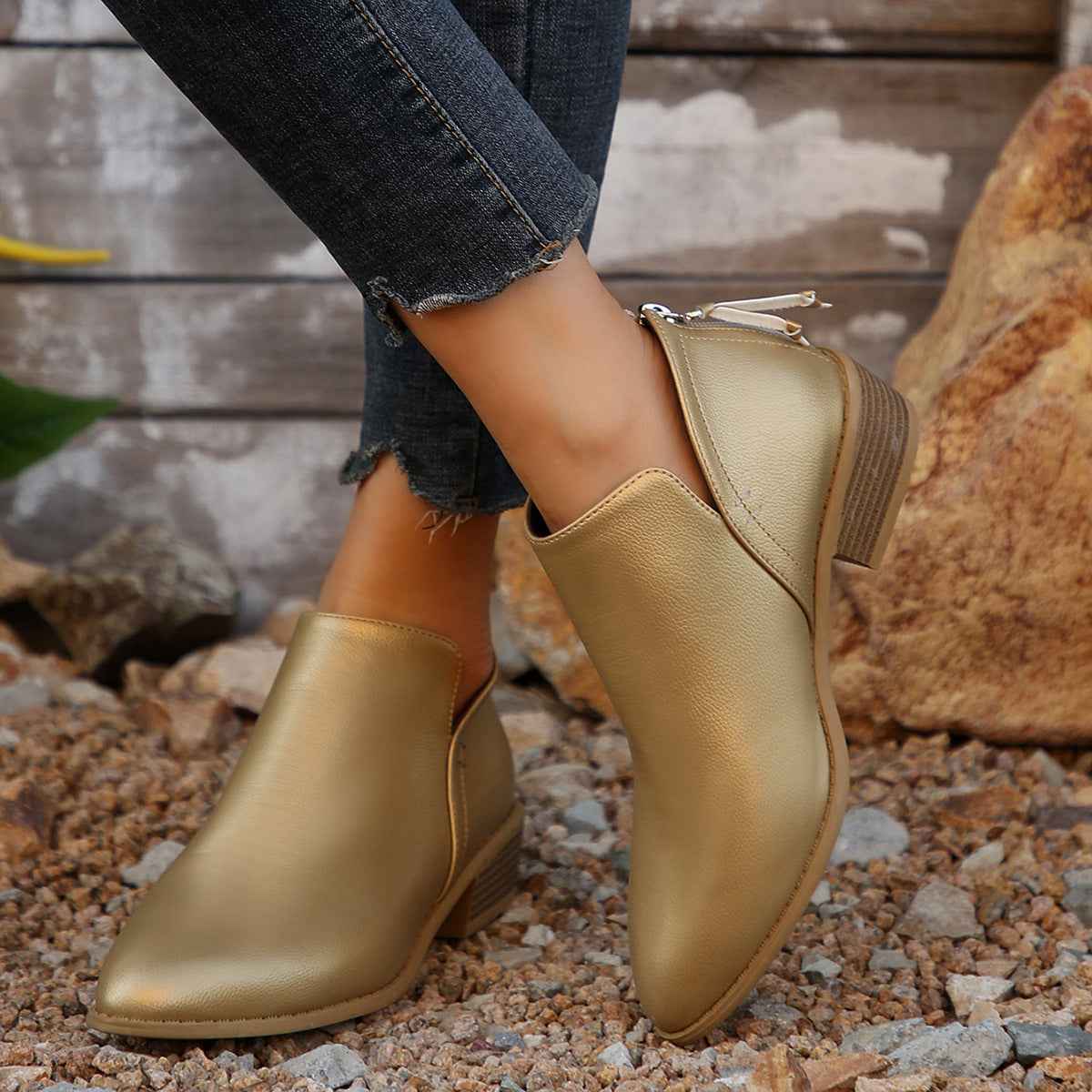 Elegante Damen Stiefeletten Spitze Design