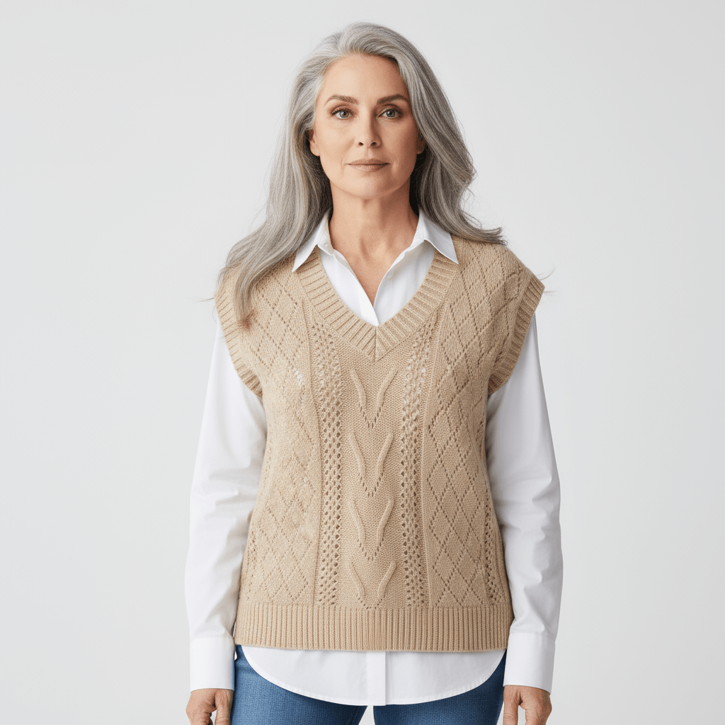 Damen Strickweste V-Ausschnitt Elegent