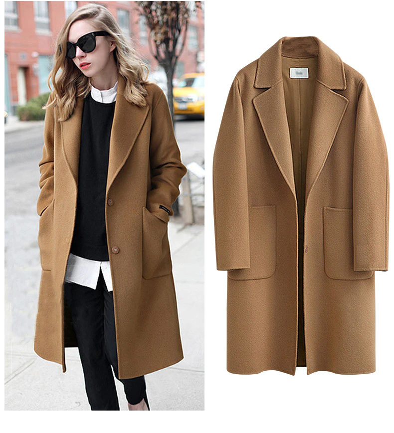Elegante Damenjacke Lang Mantel Stil