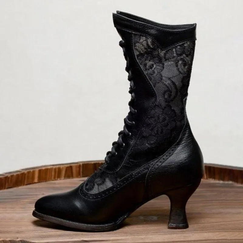 Stylische Damen Stiefeletten Retro Look