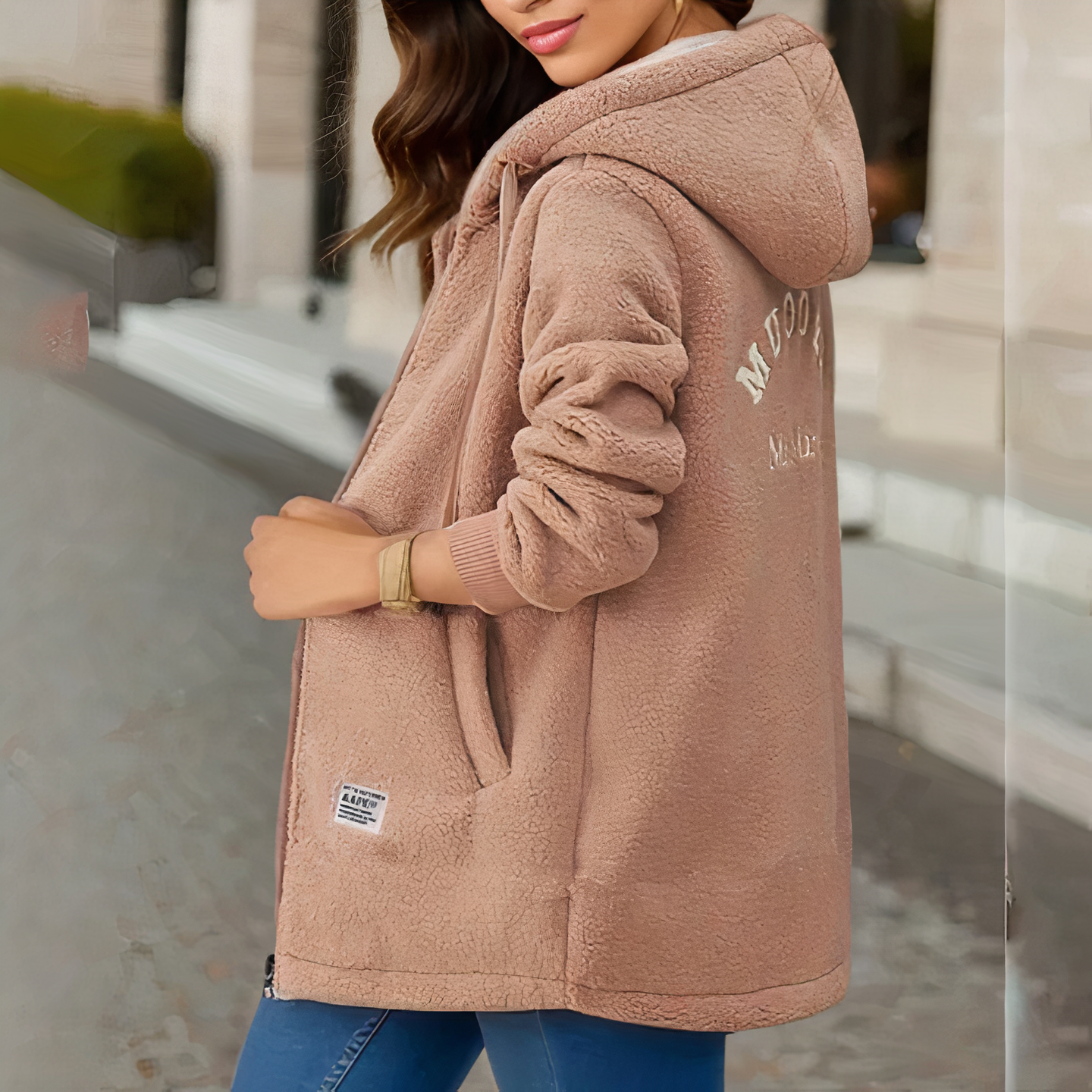 Damen Fleecejacke Warm Kapuze