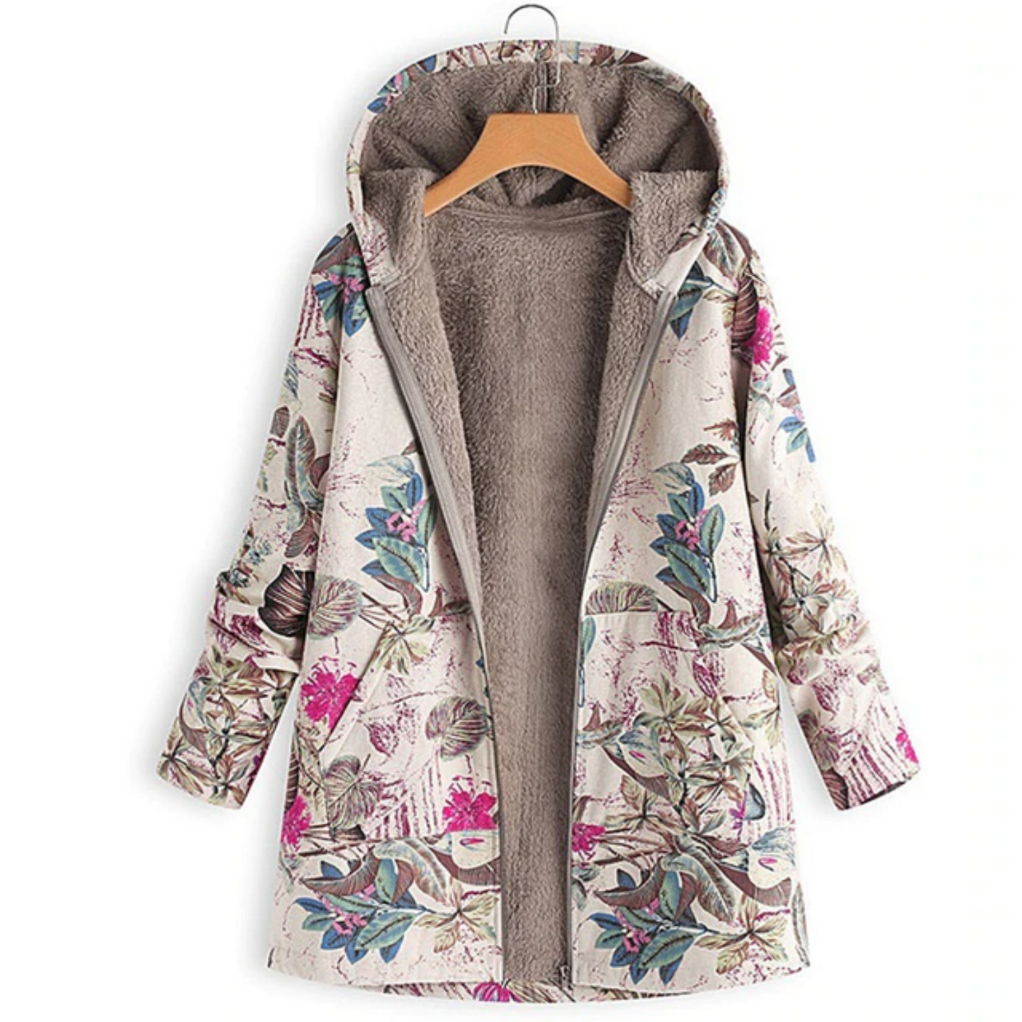 Stilvolle Damenjacke Blumenmuster Warm