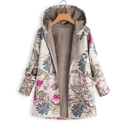 Stilvolle Damenjacke Blumenmuster Warm