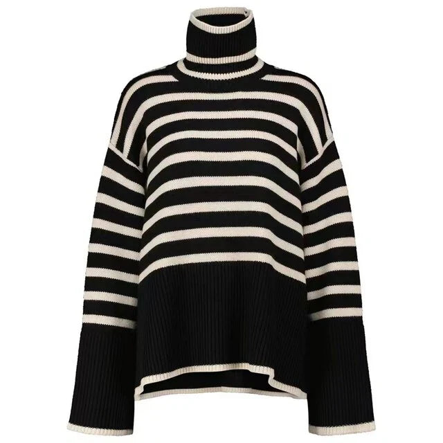 Streifen Rollkragenpullover Frauen