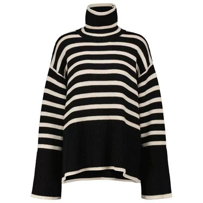 Streifen Rollkragenpullover Frauen