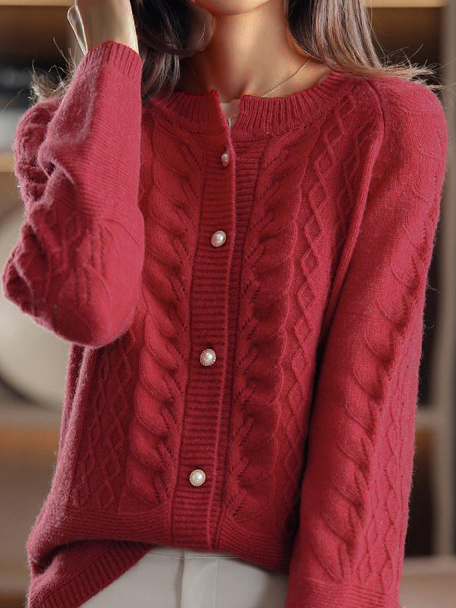 Stylish Strickjacke Stehkragen Modern Jacquard
