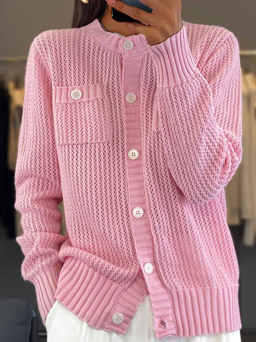 Kuschelige Cardigan Damen Rundhals Strick