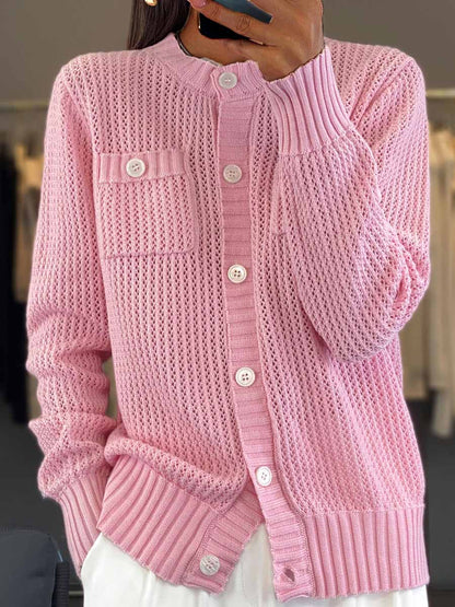 Kuschelige Cardigan Damen Rundhals Strick