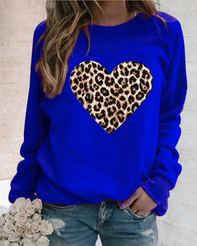 Herz-Pullover Frauen Leo-Print