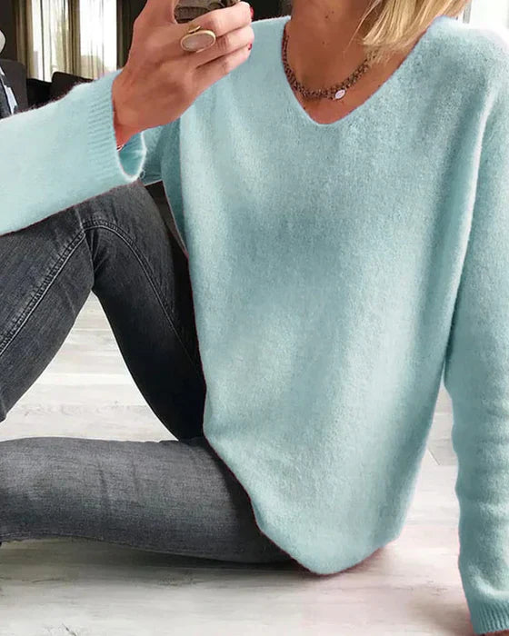 Eleganter Einfarbig Pullover Langarm